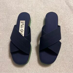 New Grasshoppers Navy Cross-Strap crazy feet Slide Sandals